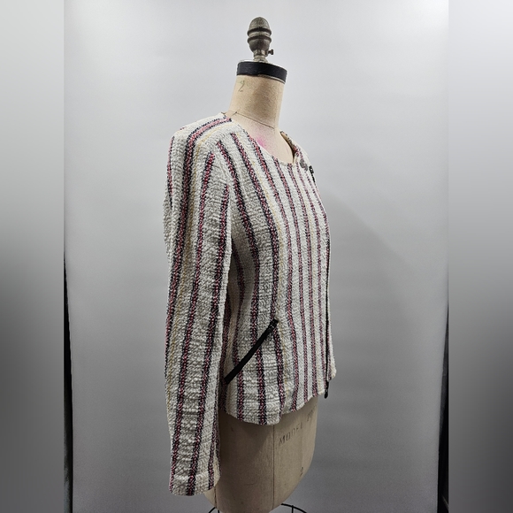 Veronica Beard MARA Striped Tweed Moto Zippered Jacket  Size 8  Retailed @ 650. - Picture 5 of 12